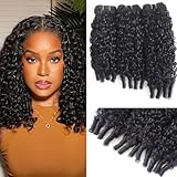 Burmese Curly Bundles Human Hair 16 16 18 Inches 100% Unprocessed Quick Weave 3c4a Water Wave with Spiral Curly End Real Human Hair Extensions Natural Black