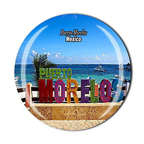 3D Puerto Morelos Mexico Fridge Magnet Souvenir Crystal Glass Magnet Travel Souvenir Collection Gift Home Kitchen Decoration