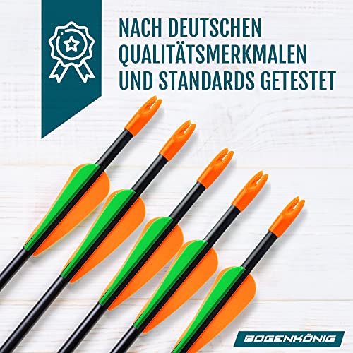 Bogenkönig Pfeile für Bogenschießen 5er Set aus Fiberglas mit Spitze Metal Kinder Bogen 28 Zoll (Rund Spitze)