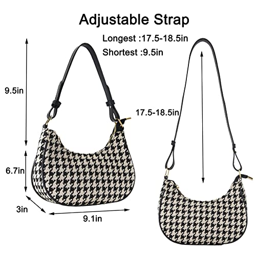 Image of Shoulder Bag for Women Crossbody Purse Hobo Bag Winter Retro Houndstooth tote with Zipper Closure (Hobo)