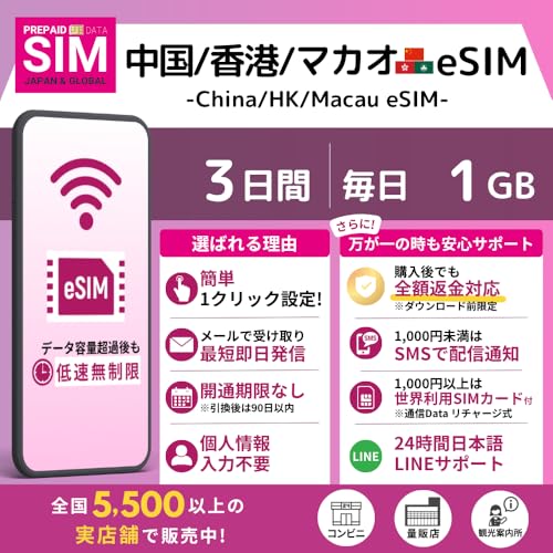 [ ����/���`/�}�J�I eSIM ] �I�����C���ŒZ�������s�i���[�����j�b�I�ׂ�e�ʁE�����b�����pOK�b���S24���ԓ��{��T�|�[�g�b�ᑬ�������t�� (3Days-Daily 1GB)