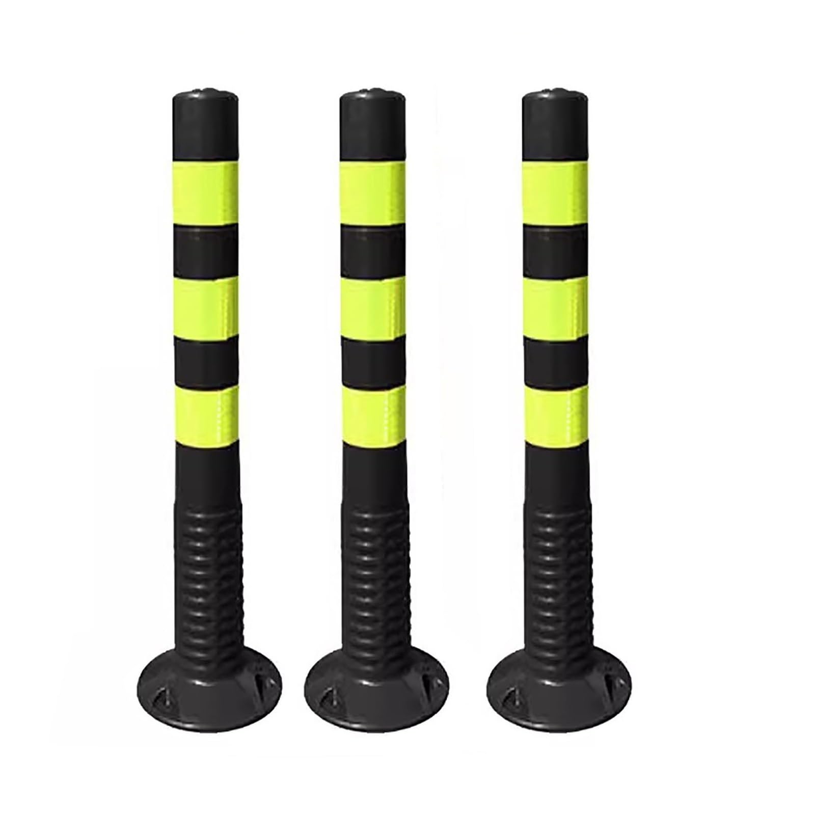 WDSOPK Parking Pile 3 Pack Flexible Delineator Traffic Safety Bollard, Private Driveway Security Post（Black）