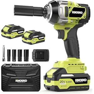 Power Impact Wrench 1000N.m (740 ft-lbs) 1/2″ Impact Driver High Torque Brushless Impact Gun with 2 x 4.0Ah Batteries,Fast Charger – Home, Car, and Truck Use