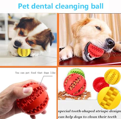Hundespielzeug Ball, 4 Stück Hundeball, Naturgummi Hundespielzeug mit Minzgeschmack Ø 5cm, Hundezahn Reinigungs Spielzeugball, Hund Feeder Ball, interaktives Hundespielzeugs für Große & Kleine Hunde
