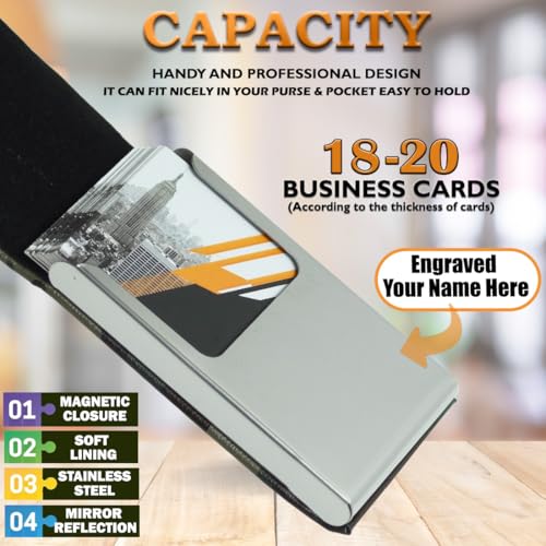 Image of Engraved Your Name Customized On Vertical Card Holder -Luxurious Unisex Design-RFID Blocking Stainless Steel 1 x 10 x 6 cm for Credit|Debit|ATM|Business Visiting Corporate Gift (Green-PTI)