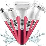 SIMOULI Electric Razor for Women,5 in 1 Womens Shaver Electric Bikini Trimmer Pubic Hair Removal Wet & Dry Painless Shaver for Legs Underarms Eyebrow Face Nose and Bikini Line Razor Women