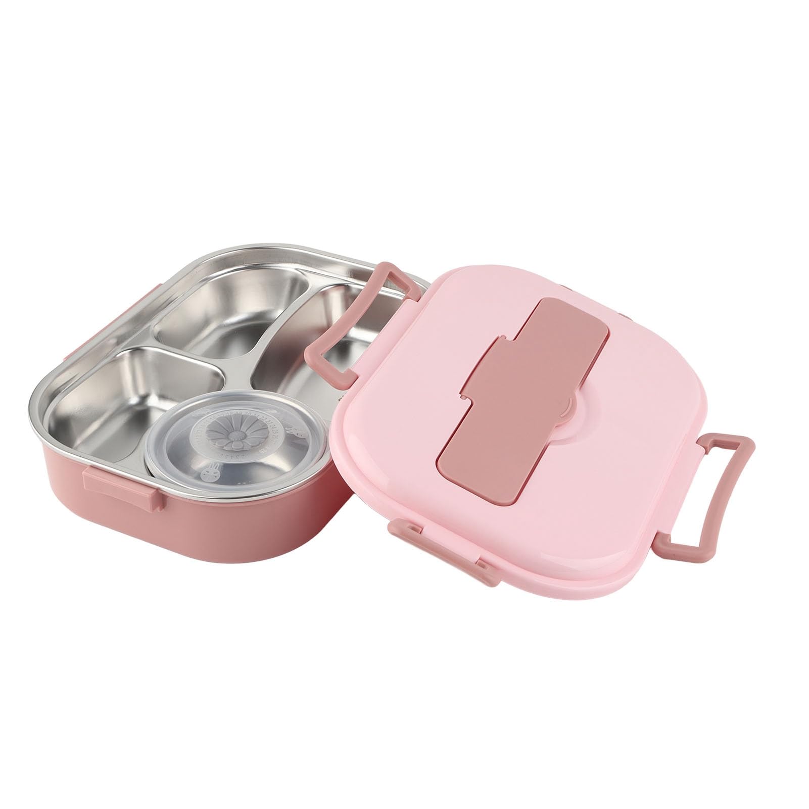 Stainless Steel Lunch Box, 4 Compartment Leak Proof Portable Meal Container with Insulated Sleeve for Work School Outdoor Travel, BPA Free Food Storage Container for Kids Adults