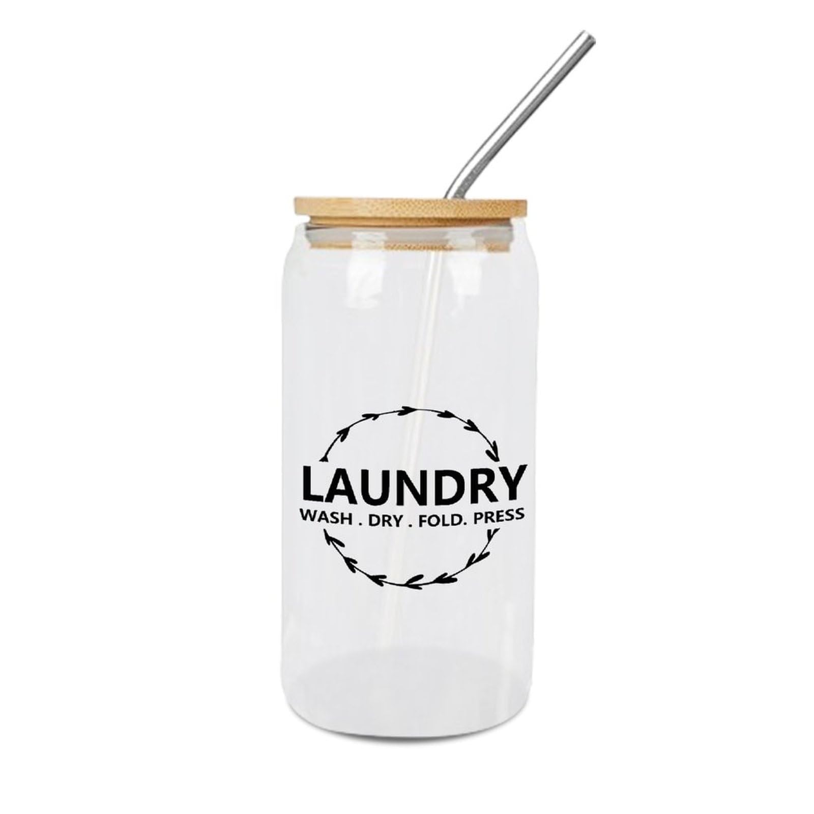 Luckluccy Can Glass Cups with Lid And Straw Laundry Wash Dry Press Glass Cup Cute Glass Cups Cups Great For Soda Whiskey Coffee 16 OZ