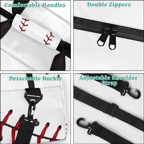 Baseball Lace Kids Gym Bags,Sports Duffel Bags for Boy,Travel Overnight Weekender Bag,Portable Sleepover Carry on Tote Bag,Waterproof Expandable Work Out Bags3