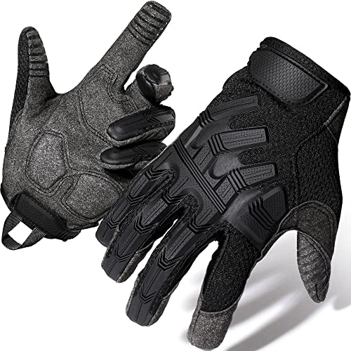 YOSUNPING Touchscreen Tactical Gloves Rubber Guard Protective Men for Driving Motorcycle Cycling ATV Bike Airsoft Paintball Motorbike Hunting Hiking Riding Work Outdoor Gear Full Finger Gloves Black M