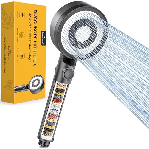 Magichome Duschkopf mit Filter in 20 Schichten 5 Strahlarten Hochdruck...
