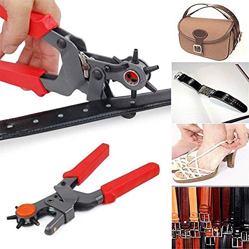 Image of Hetkrishi Heavy Rotary Leather Hole Punch Tool for Belts; Watch Bands; Dog Collars; Saddles; Fabric; DIY Home or Craft Projects (Multicolour) -6 Sizes Puncher