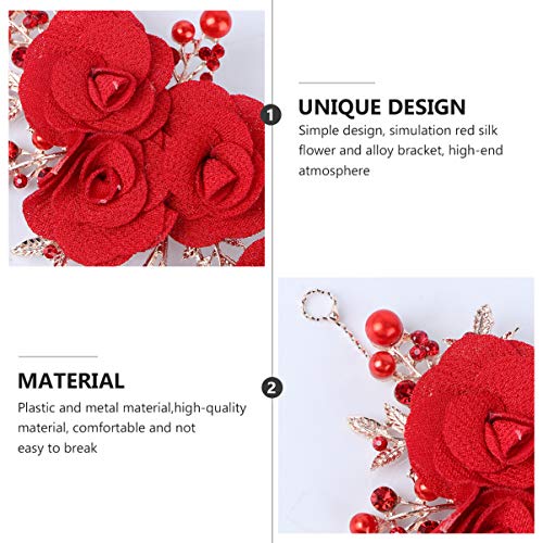 KESYOO Cabelo de Casamento Floral Usar AcessÃ³rios de CabeÃ§a de Casamento Vermelhos Fitas de Cabelo