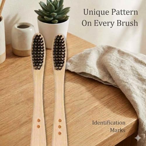 Image of KATS Organic Bamboo Toothbrush for Adults (Pack of 2), Charcoal Activated Soft Bristles, Identification Marks, Biodegradable, Anti-Bacterial, Eco-friendly, Natural, Manual