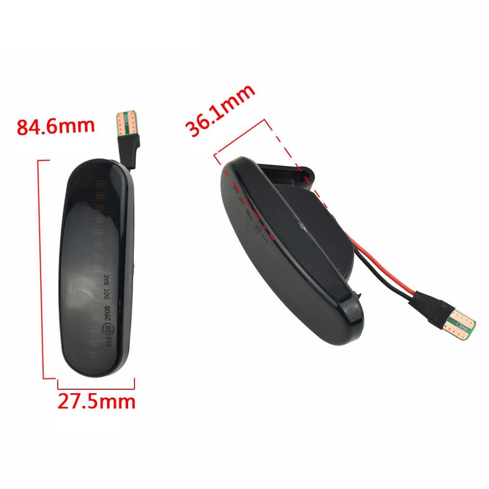 Indicatore di direzione Freccia Specchietto laterale LED Compatibile con Fiat Grande Punto EVO - Panda II serie - Qubo Luce Dinamico Progressivo Fumè Nero Side Marker Dynamic (Punto Panda Doblò)