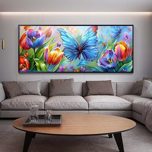 Diamond painting adulte grand format papillons XXL 250x90cm broderie diamant complet