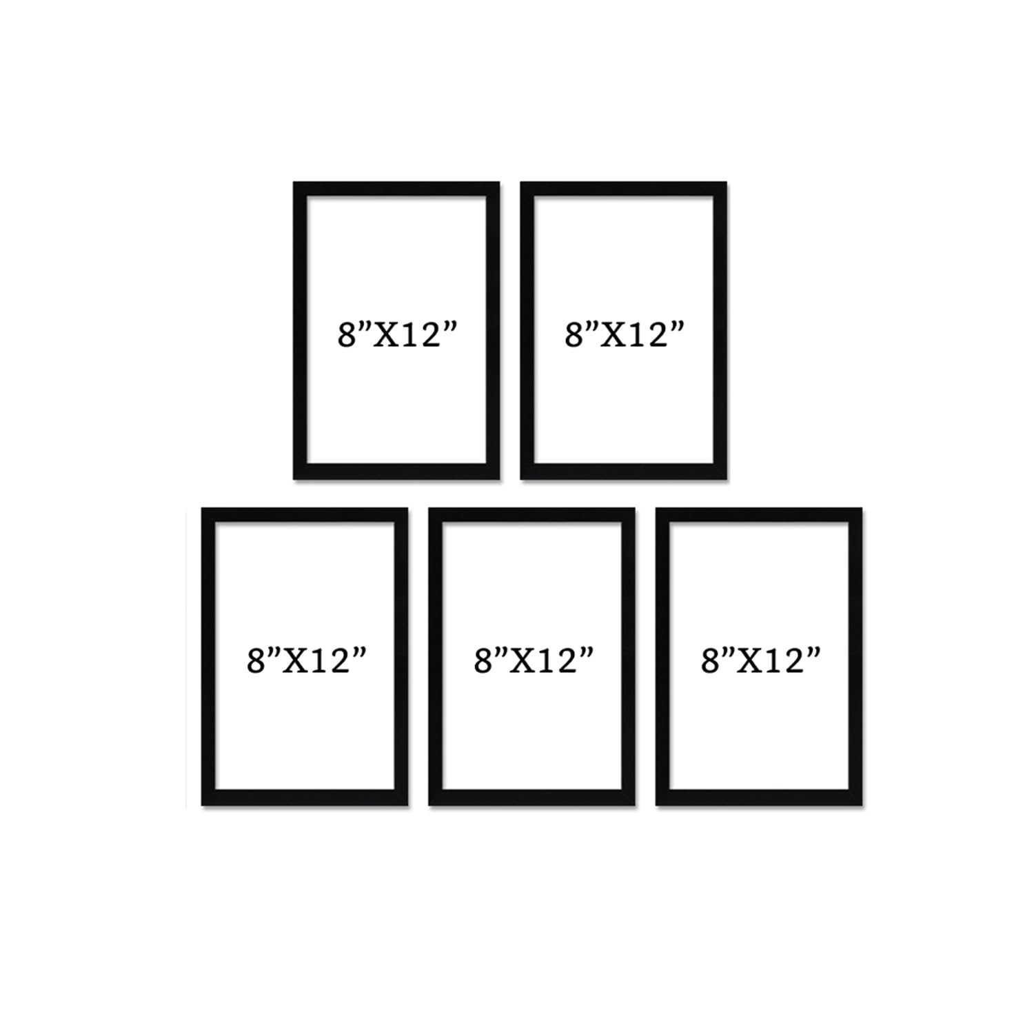 Amazon Brand - Solimo A4 Size Photo Frame Set of 5 | Wall-Mount | Plexi Glass | Frame For Home and Office Decoration | 8x12 Inches (Black), Rectangular 2