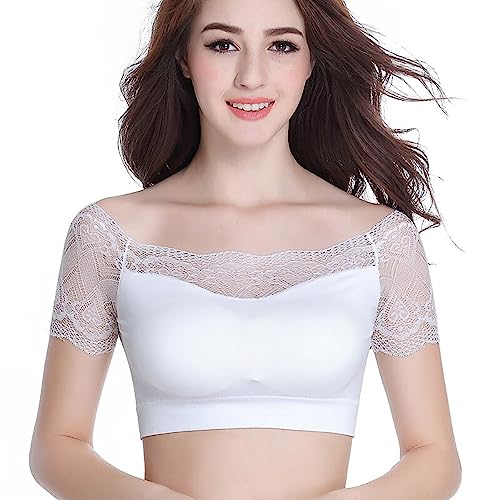 Image of DRESHOW Lace Bralette Tank Tops Wireless Bra Lace Crop Top Removeable Pads Yoga Sports Bra Undershirt for Women & Teens