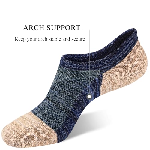Mottee&Zconia No Show Socks for Men Short 3-Yarn Knit Cotton Casual Anti-Skid Non Slip Low Cut Men Invisible Moisture Wicking Socks 5Pack2