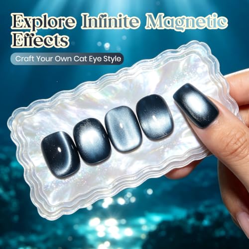 Image of Beetles Blue Gray Glass Cat Eye Gel Nail Polish, 15ML Ocean Ash Gel
