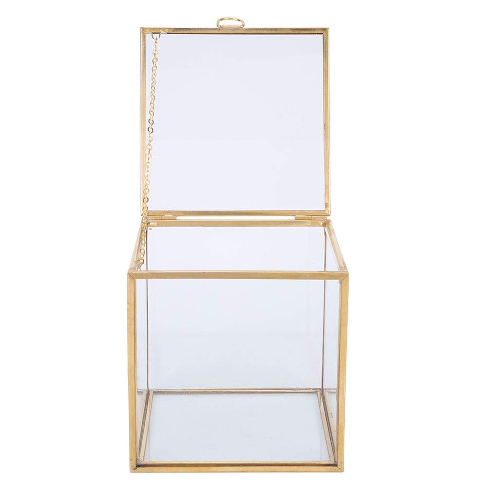 Mini Glas Geometrische Terrarium ContainerModerne Tischplatte Pflanzer Fensterbank Regale DIY Display Box Herzstück für Sukkulente Luft Pflanze Miniatur Feengarten, Gold
