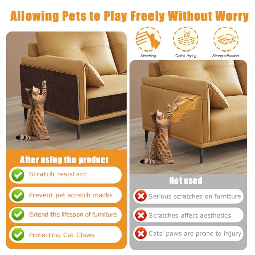Tapis de protection contre les griffures pour chat autocollant marron découpable 100x40 cm