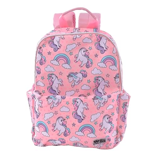 Mochila Infantil Unicórnio, 32x25cm, Poliéster Rosa com Estampa, 2 Bolsos Laterais, Alças Acolchoadas