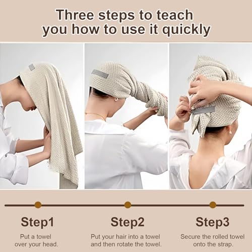 Mikrofaser Haartuch Haare Turban für Lange Haare, Luxuriöses Weich Super Saugfähig Haarhandtuch, Anti Frizz Turban Haarturban, Große Haartrockentuch mit Elastischem Band für Frauen, Schnell Trocknend