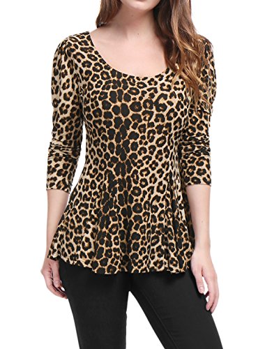 Camisa peplum navideña de leopardo para fiestas de fin de año 2