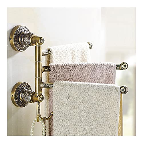 Porte-serviettes pour salle de bain vintage avec rail à 3 couches rotatif