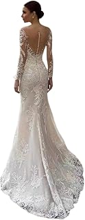 Beach Mermaid Wedding Dresses for Bride 2025 Lace Appliques V Neck Long Boho Bride Dress with Train
