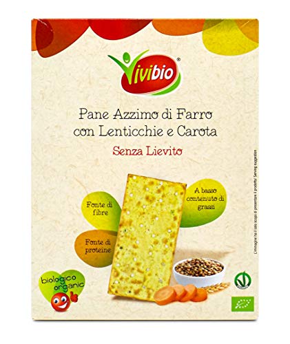 Vivibio, Pane azzimo di farro con lenticchie e carote bio, 200g