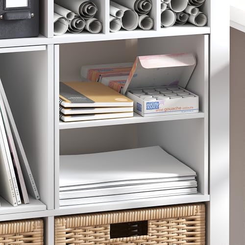 Image of Furinno Cubicle H-Shelf Cube Insert, 2-Tier Cube Organizer, Plain White | 12.9W x 12.9H, Vertical /Horizontal Shelf Accessory, Fits into Furinno Triple Thick Cubes, Ikea Kallax, for Organization