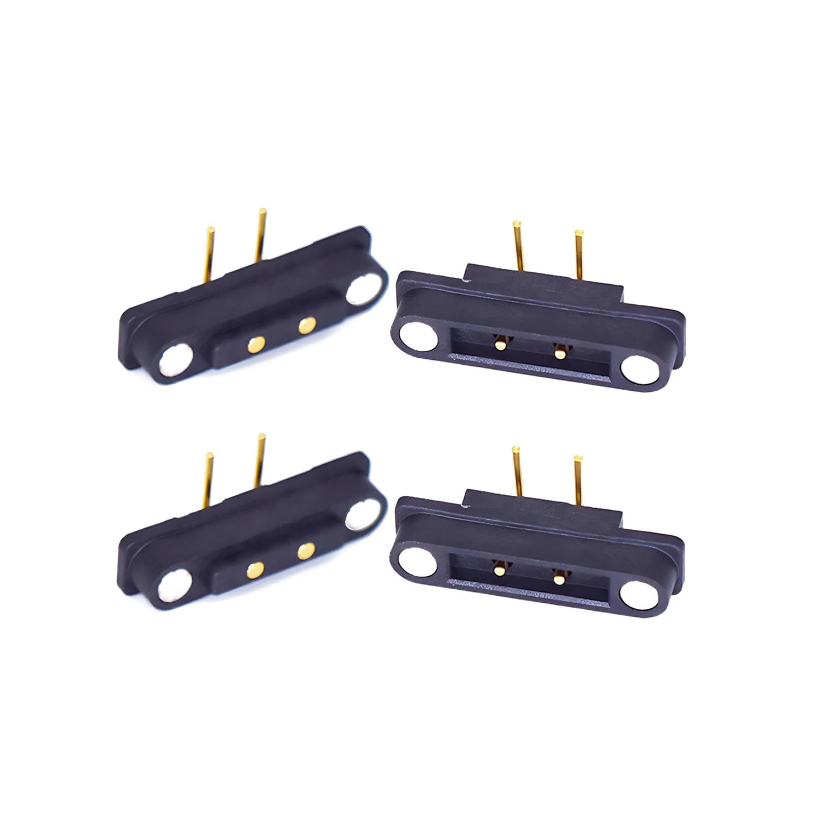 Tcbstone Men's Black 2 Pair 2Pin/3Pin/4Pin/5Pin Bend Magnetic Pogo Pin Connector, +Fe 2.2/4.4Mm Spacing Spring Loaded Pogopin Connector Dc Power Charge Probe Socket (2Pin)