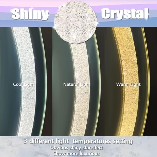 Image of Alfa Design Irregular 28x20 Inch Diamond Wall Mounted LED Backlit Mirror | Touch Sensor 3 Light Modes (Warm, Natural & Cool White) | for Bathroom Vanity Mirror, Washbasin, Farmhouse & Bedroom