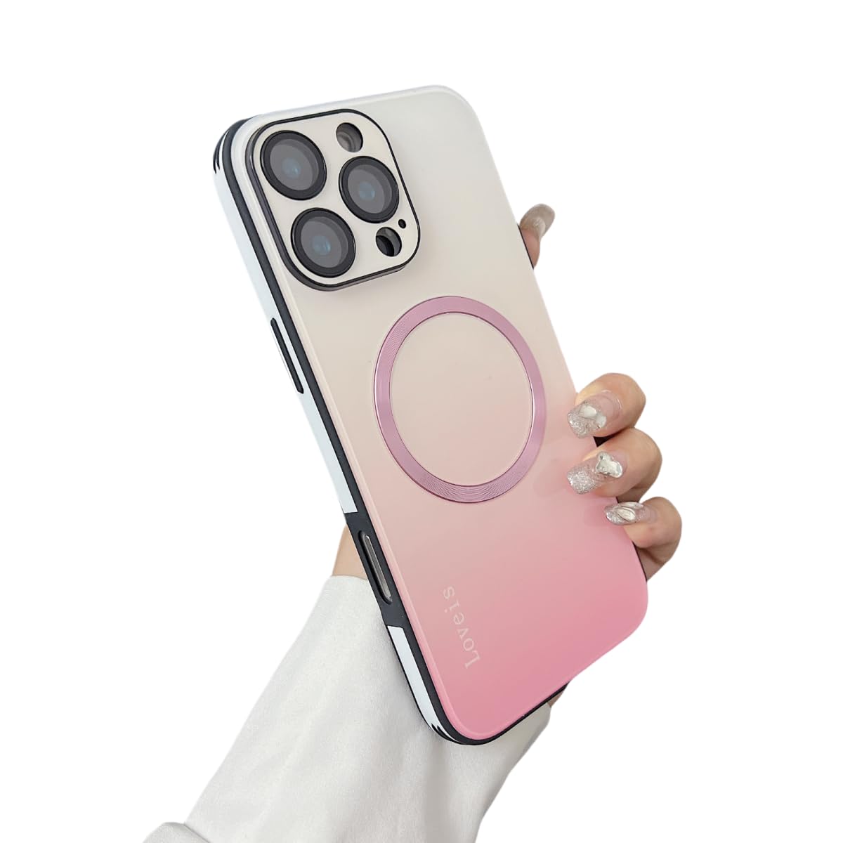 iPhone16ProMax 用 ケース 半透明 ローズピンク