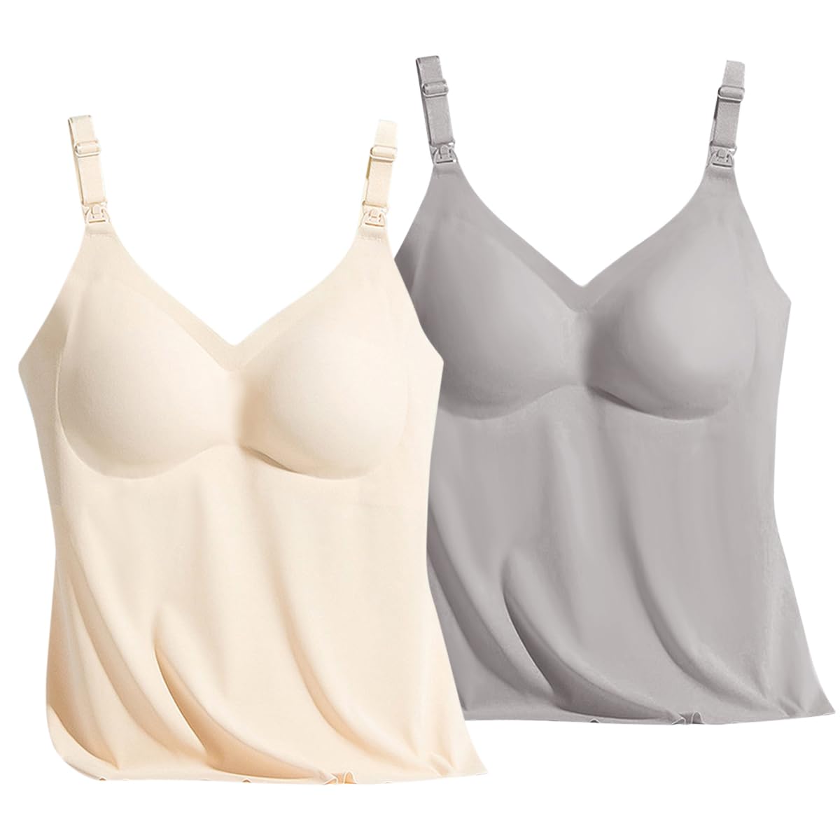 2 Pièces Haut d'allaitement pour Femme Débardeur de Maternité sans Couture avec Soutien-Gorge Intégré pour l'allaitement Sommeil Camisole Maillot de Corps pour Femme Enceinte Top Grossesse