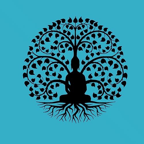 Image of METSY Metal Buddha Tree Wall Art Black in Round Shape for home & office Decoration | Metal Wall Art | Wall Decor Items