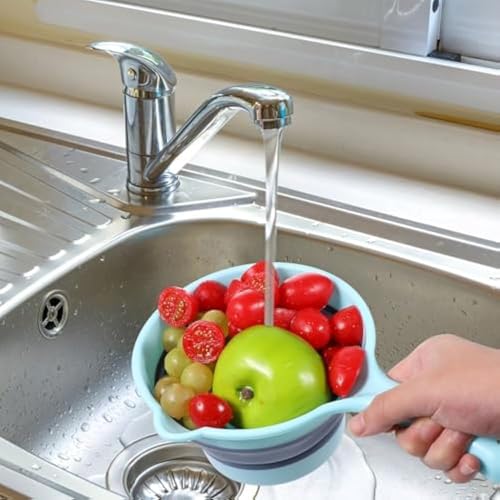 Image of HIRKO Portable Water Pourer Dipper Spoon for Camping Travel, Collapsible Plastic Water Ladle Folding Scoop for Bath Soaking Cleaning Small Shower Bucket Basin Tub Rinse Cup Mug (Multicolor)