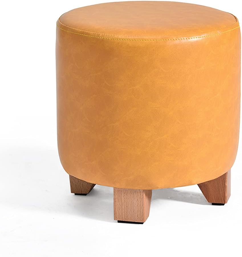 Ottoman Round Modern PU Leather Padded Seat Footstool Small Leather