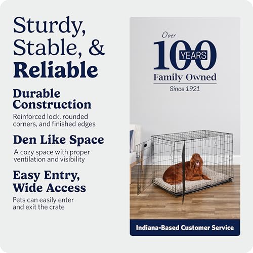 Image of MidWest Homes for Pets 42-Inch iCrate for Large Breeds, 71-90 lbs, Double Door Folding Dog Crate with Divider Panel, Leak-Proof Tray & Secure Latches, Portable, Durable & Easy to Assemble