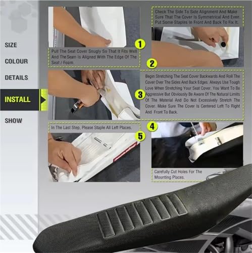 Asiento moto con funda antideslizante acanalada para enduro y cross 7
