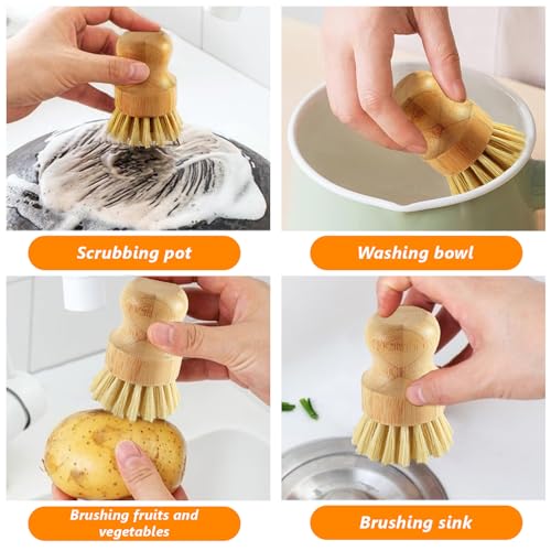 NICKLIN Vegetable Brush Wooden Dish Brush,2Pcs Natural Sisal Bristles Wooden Scrub with Handle for Potato,Dish,Pot,Cast Iron Pans,Kitchen Sink - Image 7
