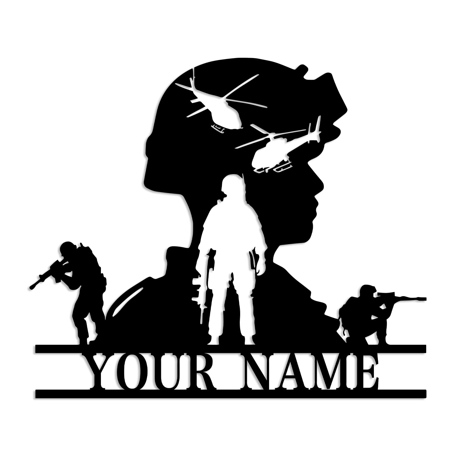 Kissesuu Style G Custom Us Soldier Military Metal Wall Art,Personalized Army Soldiers Silhouette Name Metal Sign,Soldier Military Metal Sign,Comrade-In-Arms,Retirement Gifts,Soldier Rememberance Sign (Style G)