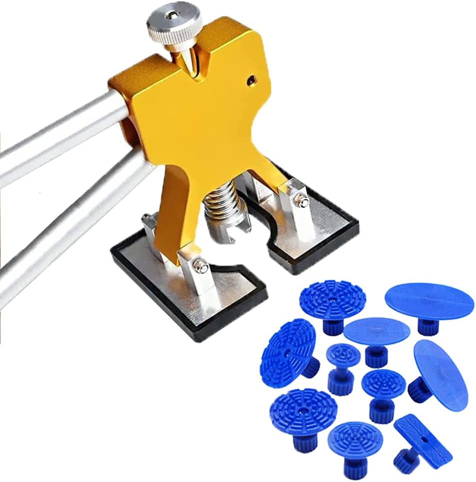 Dent Puller Paintless Dent Repair Kit Set Hail Damage Dent Removal kit Golden Dent Lifter with 10pcs Glue Tabs Auto Body Car Dent Removal Tool Kit