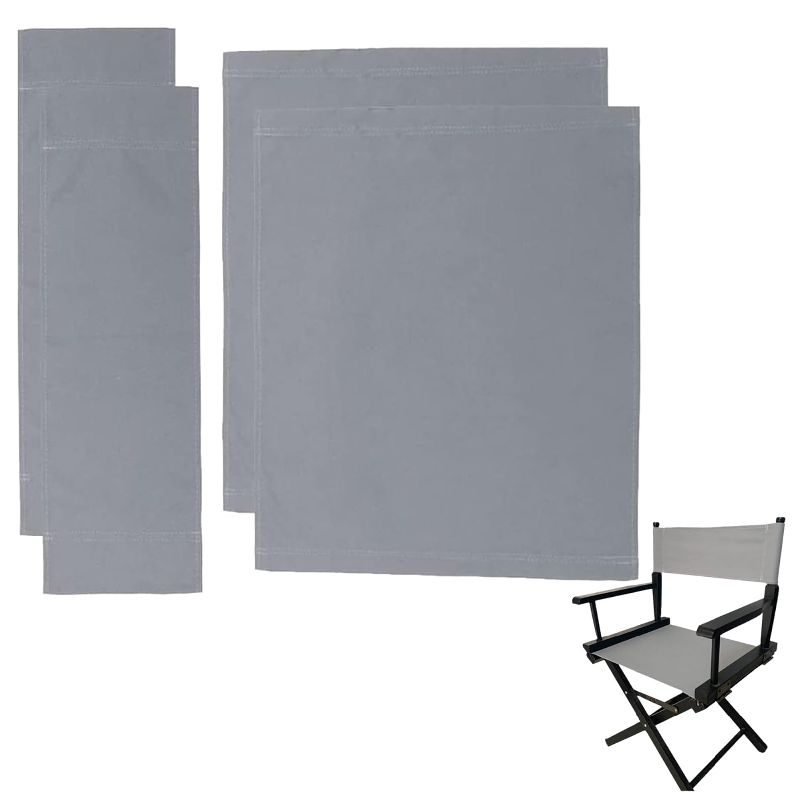 TBACW 2 Set (4pcs) Directors Chair Canvas Replacement Covers Kit for Directors Chairs,Movie Chair Replacement Canvas Seat and Back Oxford Cloth Cover for Home (Gray)