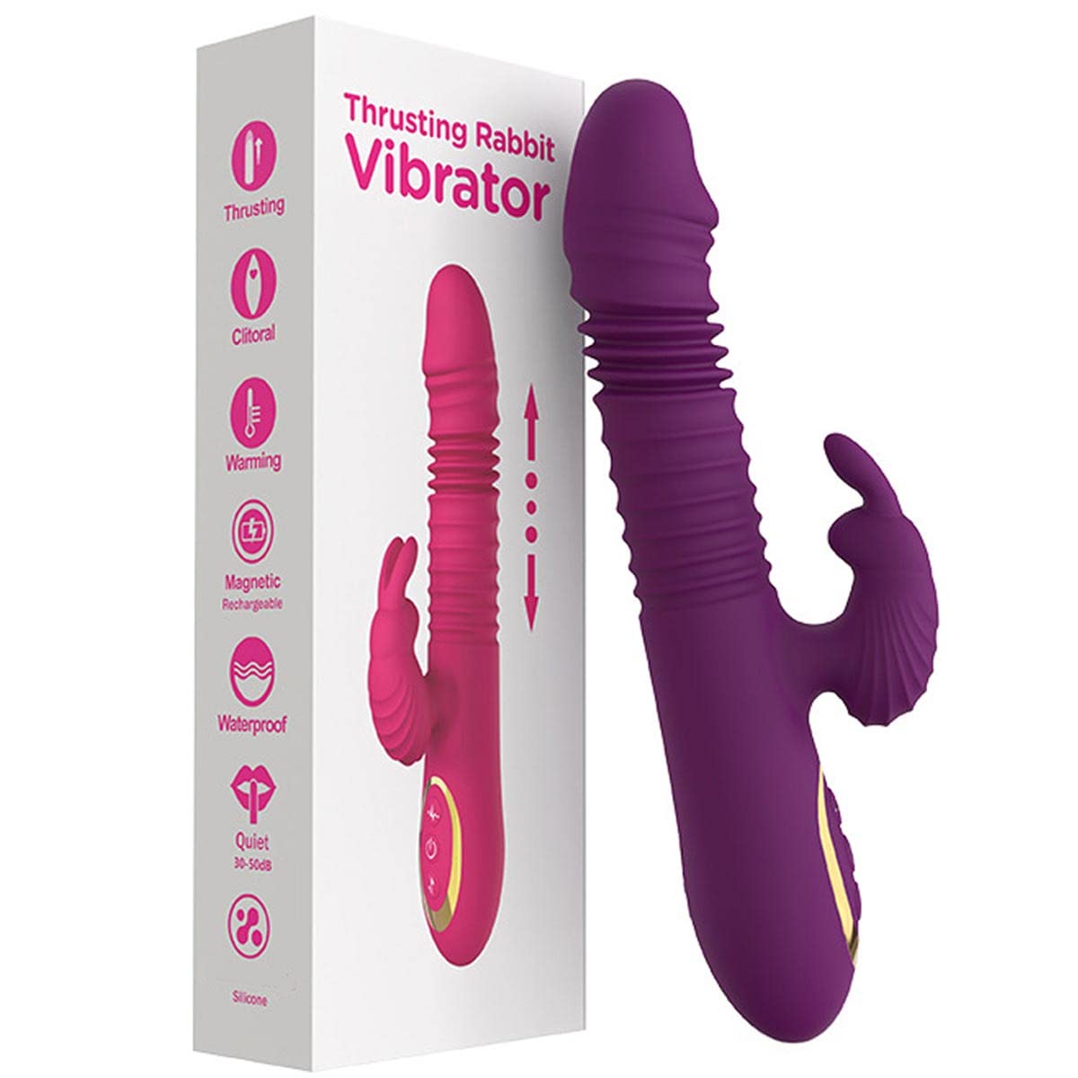 Vibratore a Spinta, Vibratore Clitorideo Punto G Impermeabile e Ricaricabile Vibratore Dildo in Silicone Realistico con 10 Modalità di Vibrazione di Frequenza, Giocattoli Sessuali Donne Viola