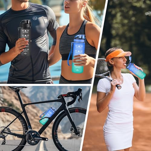 Image of Enerbone 24 oz Water Bottle, Leakproof BPA & Toxic Free, Motivational Water Bottle with Times to Drink and Straw, Fitness Sports Water Bottle with Strap for Office, Gym, Outdoor Sports