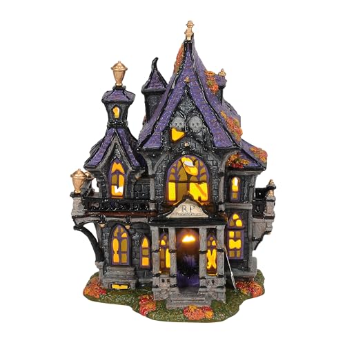 Department 56 Snow Village Halloween Pucketts Funerarium Lit Building 9.21 Inch Multicolor