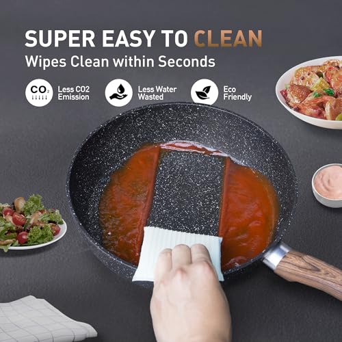 DishDelight Pots and Pans Sets Non Stick Induction Hob Pan Set 12pcs Granite Kitchen Cookware Set Cooking Pot Saucepan Set with Lids